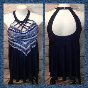 New 2 piece navy swim suit size XXXL